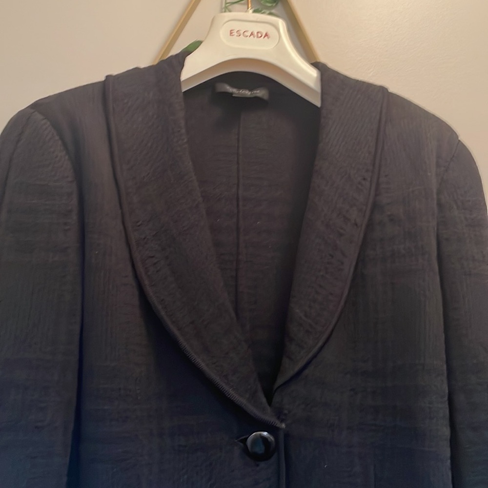 ST JOHN black knit blazer wool blend size 14